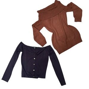 Brown Off-Shoulder Sweater